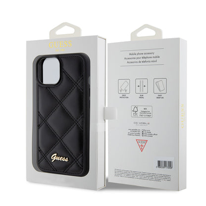 Capa para Apple iPhone 15, Guess, Quilted Metal Logo, Preta