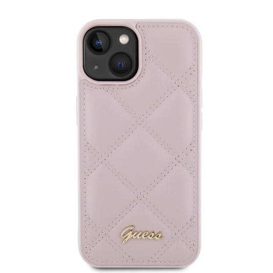 Capa para Apple iPhone 15, Guess, Quilted Metal Logo, Rosa