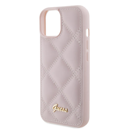 Capa para Apple iPhone 15, Guess, Quilted Metal Logo, Rosa