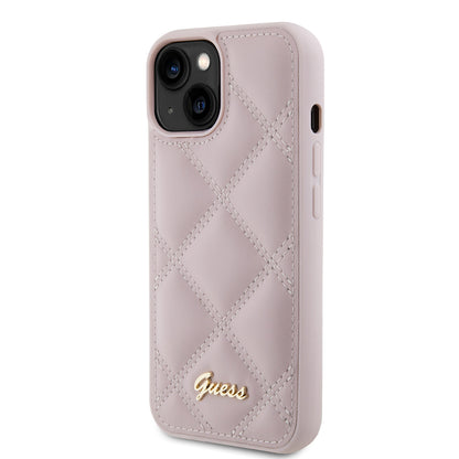 Capa para Apple iPhone 15, Guess, Quilted Metal Logo, Rosa