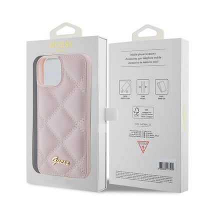 Capa para Apple iPhone 15, Guess, Quilted Metal Logo, Rosa