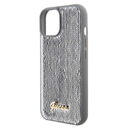 Capa para Apple iPhone 15, Guess, Sequin Script Metal, Prateada