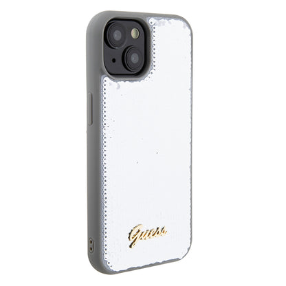 Capa para Apple iPhone 15, Guess, Sequin Script Metal, Prateada