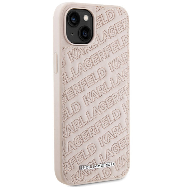 Capa para Apple iPhone 15, Karl Lagerfeld, Padrão Diagonal Acolchoado K, Rosa