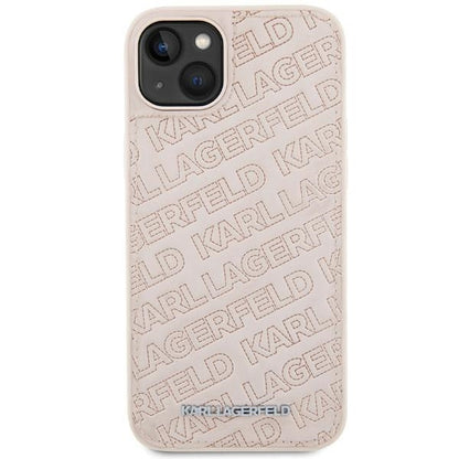 Capa para Apple iPhone 15, Karl Lagerfeld, Padrão Diagonal Acolchoado K, Rosa