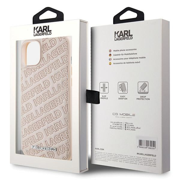Capa para Apple iPhone 15, Karl Lagerfeld, Padrão Diagonal Acolchoado K, Rosa