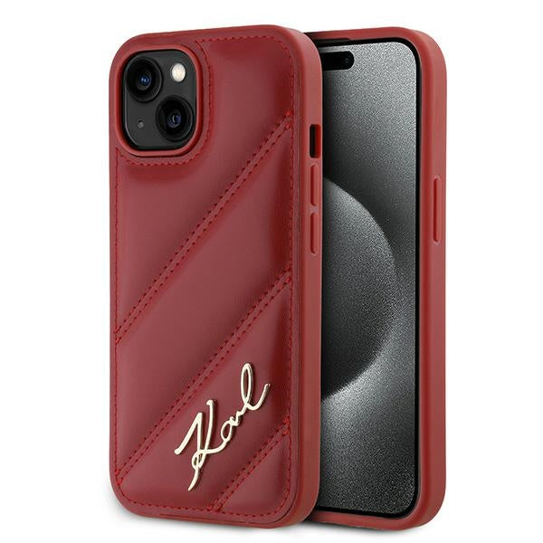 Capa para Apple iPhone 15, Karl Lagerfeld, Diagonal Quilted Script, Rosie