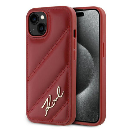 Capa para Apple iPhone 15, Karl Lagerfeld, Diagonal Quilted Script, Rosie