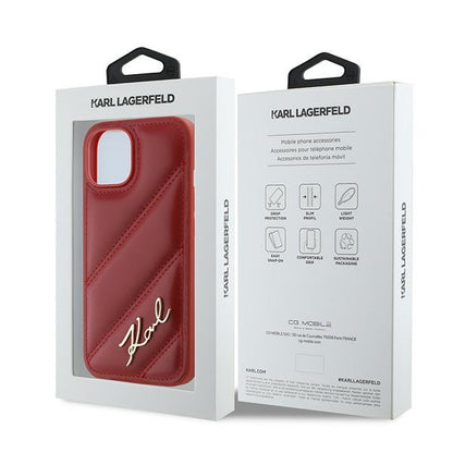 Capa para Apple iPhone 15, Karl Lagerfeld, Diagonal Quilted Script, Rosie