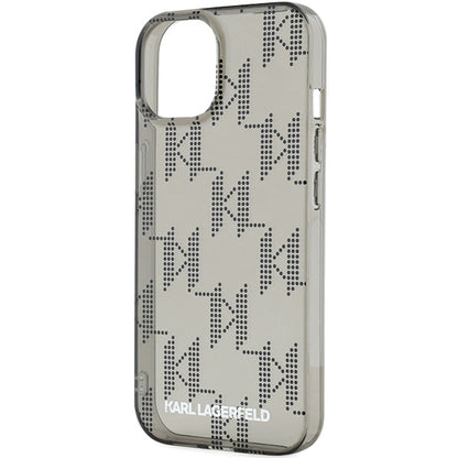 Capa para Apple iPhone 15, Karl Lagerfeld, IML Luxury Monogram KL Pattern with Strap, Preta