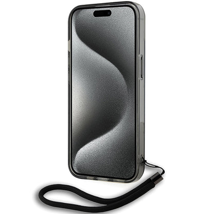 Capa para Apple iPhone 15, Karl Lagerfeld, IML Luxury Monogram KL Pattern with Strap, Preta