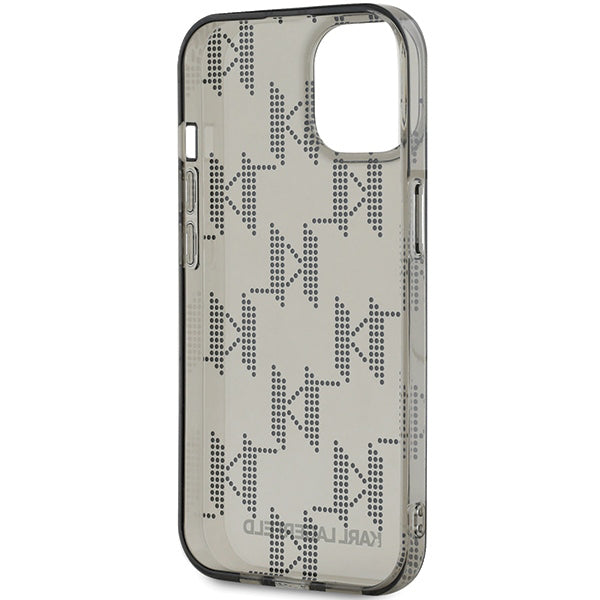Capa para Apple iPhone 15, Karl Lagerfeld, IML Luxury Monogram KL Pattern with Strap, Preta