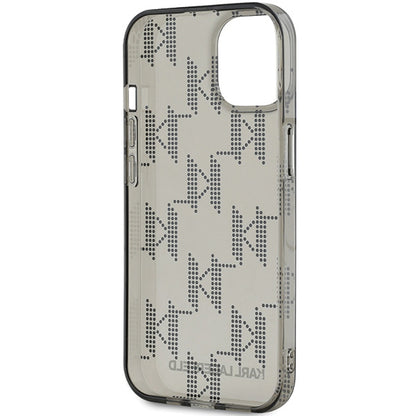 Capa para Apple iPhone 15, Karl Lagerfeld, IML Luxury Monogram KL Pattern with Strap, Preta