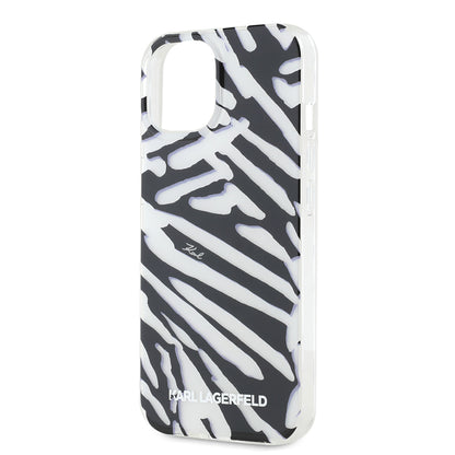 Capa para Apple iPhone 15, Karl Lagerfeld, Padrão Zebra de Luxo IML com Alça, Preta