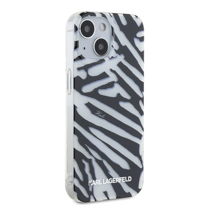 Capa para Apple iPhone 15, Karl Lagerfeld, Padrão Zebra de Luxo IML com Alça, Preta