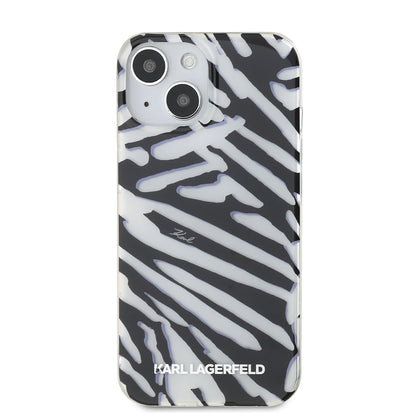 Capa para Apple iPhone 15, Karl Lagerfeld, Padrão Zebra de Luxo IML com Alça, Preta