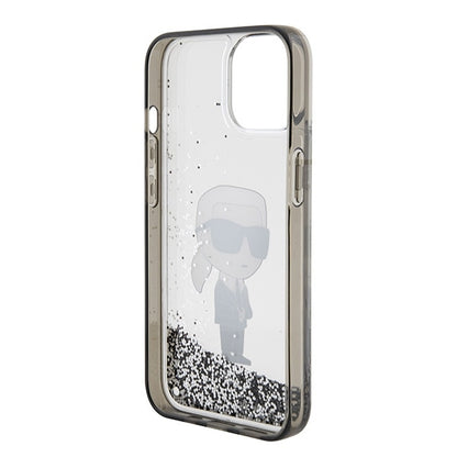 Capa para Apple iPhone 15, Karl Lagerfeld, Liquid Glitter Ikonik Karl, Transparente
