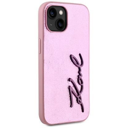 Capa para Apple iPhone 15, Karl Lagerfeld, Metal Signature, Rosa