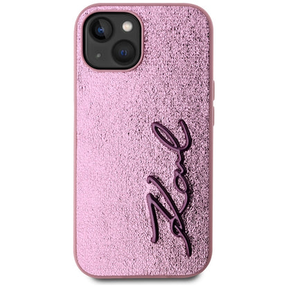 Capa para Apple iPhone 15, Karl Lagerfeld, Metal Signature, Rosa