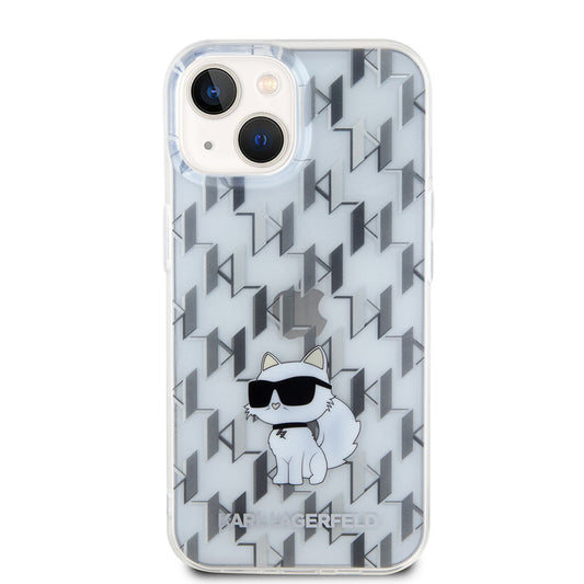 Capa para Apple iPhone 15, Karl Lagerfeld, Monogram Choupette, Transparente