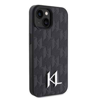 Capa para Apple iPhone 15, Karl Lagerfeld, Monograma Hot Stamp Metal Logo, Preta