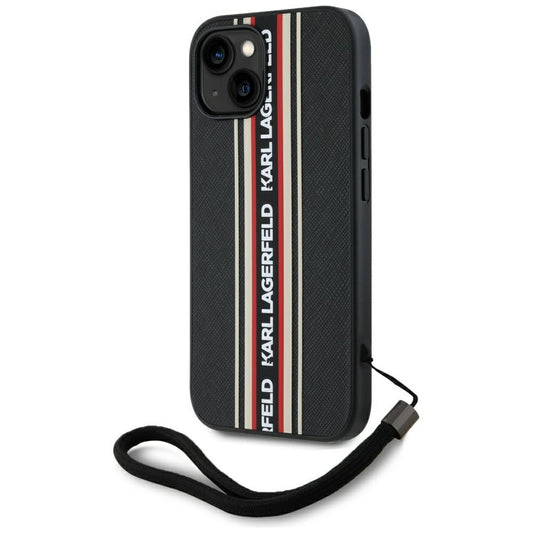 Capa para Apple iPhone 15, Karl Lagerfeld, Saffiano Athleisure Stripes com Alça, Rosie
