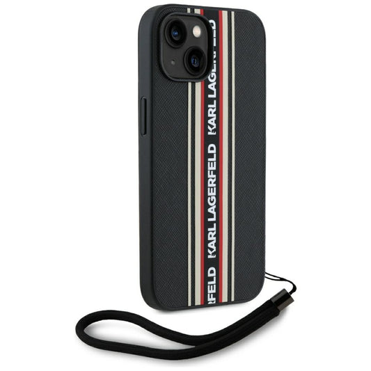 Capa para Apple iPhone 15, Karl Lagerfeld, Saffiano Athleisure Stripes com Alça, Rosie
