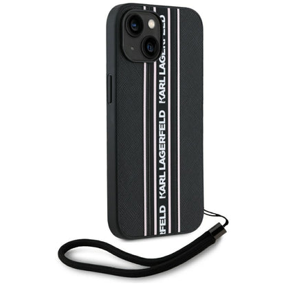 Capa para Apple iPhone 15, Karl Lagerfeld, Saffiano Athleisure Stripes com Alça, Rosa