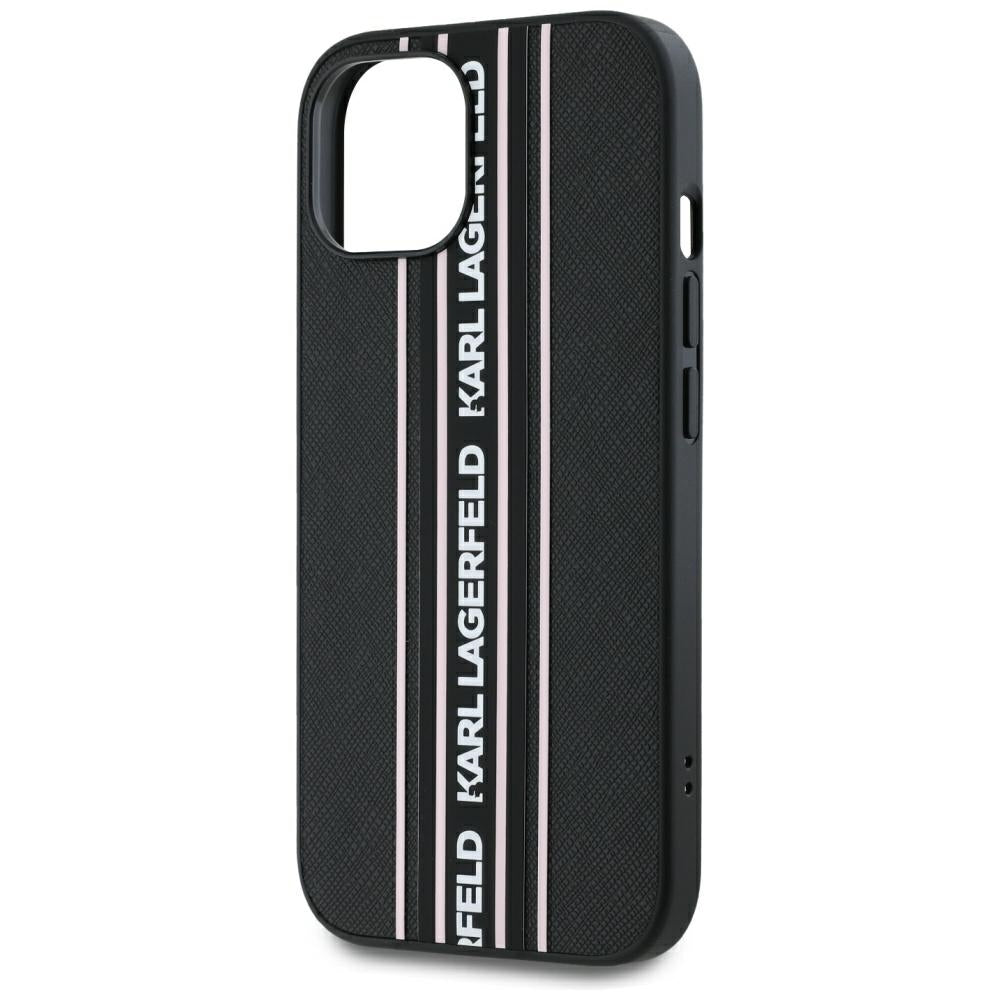 Capa para Apple iPhone 15, Karl Lagerfeld, Saffiano Athleisure Stripes com Alça, Rosa
