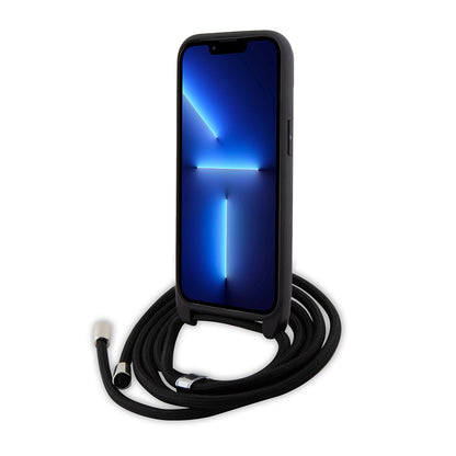 Capa para Apple iPhone 15, Karl Lagerfeld, Saffiano Crossbody Monogram Metal Pin Karl, Preta