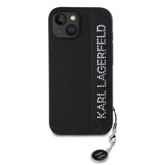 Capa para Apple iPhone 15, Karl Lagerfeld, Saffiano Rhinestones & Charm, Preta