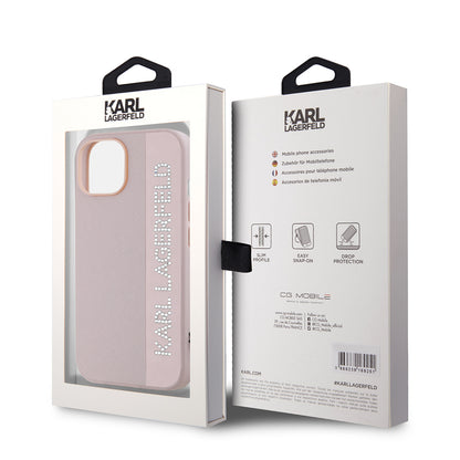 Capa para Apple iPhone 15, Karl Lagerfeld, Saffiano Rhinestones & Charm, Rosa