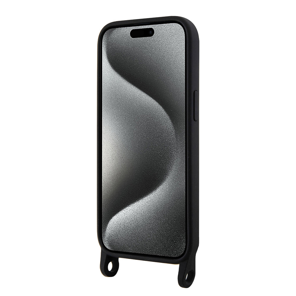 Capa para Apple iPhone 15, Karl Lagerfeld, Silicone Crossbody Choupette, Preta