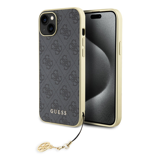 Capa para Apple iPhone 15 Plus, Guess, 4G Charm, Cinzento