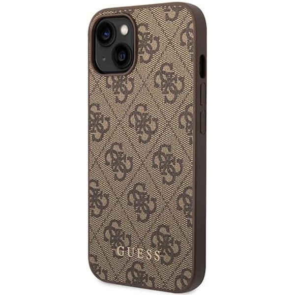 Capa para Apple iPhone 15 Plus, Guess, 4G Metal Gold Logo, Marrom