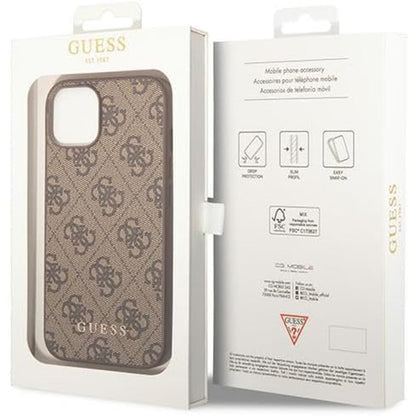 Capa para Apple iPhone 15 Plus, Guess, 4G Metal Gold Logo, Marrom