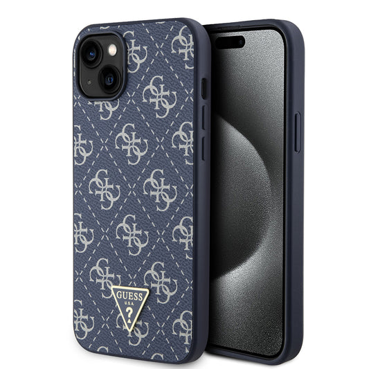 Capa para Apple iPhone 15 Plus, Guess, Logo Triângulo 4G, Azul