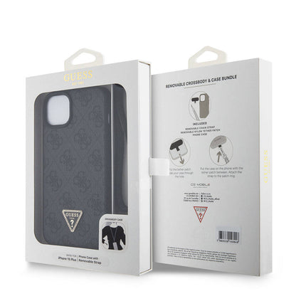 Capa para Apple iPhone 15 Plus, Guess, Crossbody 4G Metal Logo, Preta