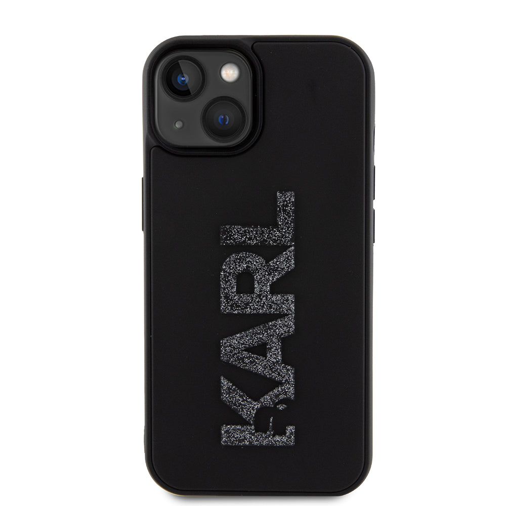 Case for Apple iPhone 15 Plus, Karl Lagerfeld, 3D Rubber Glitter Logo, Black