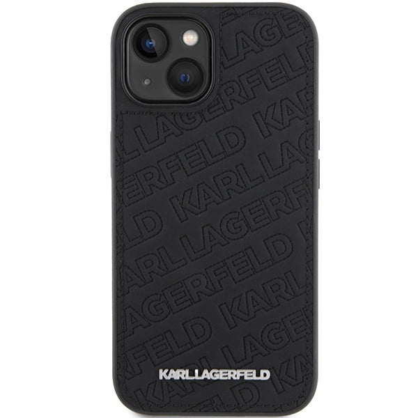 Capa para Apple iPhone 15 Plus, Karl Lagerfeld, Padrão Diagonal Acolchoado K, Preta