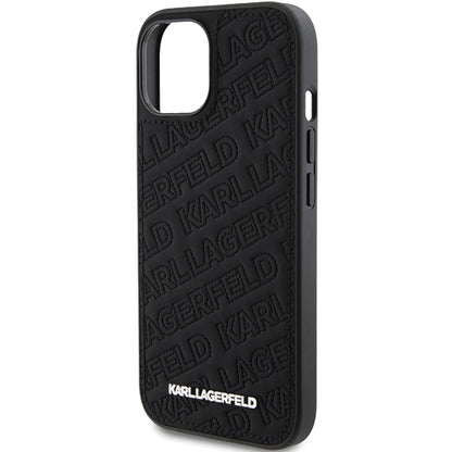 Capa para Apple iPhone 15 Plus, Karl Lagerfeld, Padrão Diagonal Acolchoado K, Preta