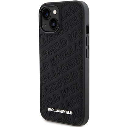 Capa para Apple iPhone 15 Plus, Karl Lagerfeld, Padrão Diagonal Acolchoado K, Preta