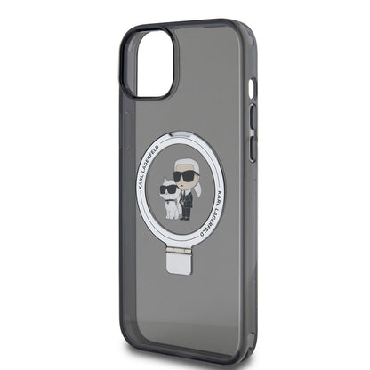 Capa para Apple iPhone 15 Plus, Karl Lagerfeld, Ringstand Karl & Choupette, Preta