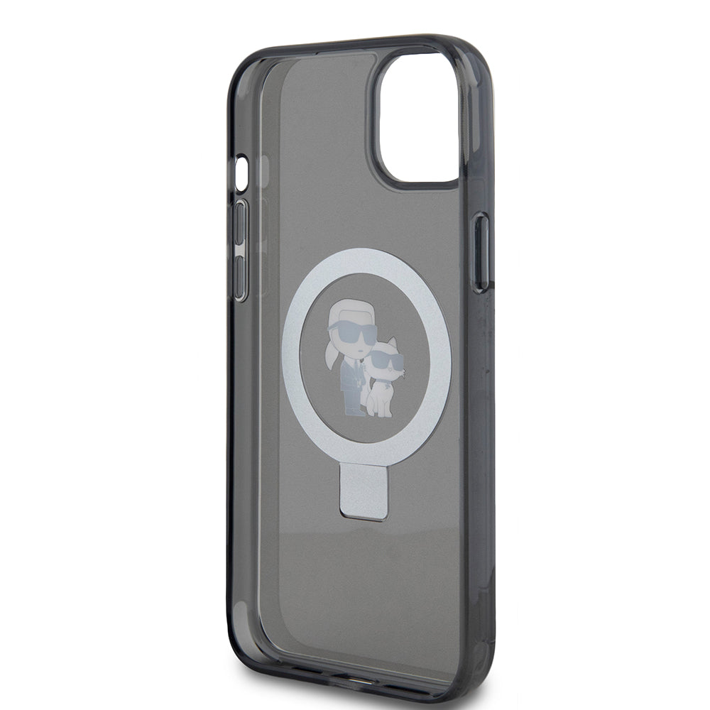Capa para Apple iPhone 15 Plus, Karl Lagerfeld, Ringstand Karl & Choupette, Preta