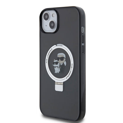 Capa para Apple iPhone 15 Plus, Karl Lagerfeld, Ringstand Karl & Choupette, Preta