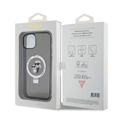 Capa para Apple iPhone 15 Plus, Karl Lagerfeld, Ringstand Karl & Choupette, Preta