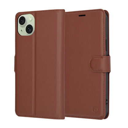Capa para Apple iPhone 15 Plus, Techsuit, Leather Folio, Castanha