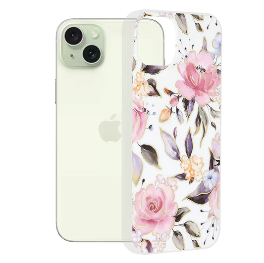 Capa para Apple iPhone 15 Plus, Techsuit, Marble, Branca