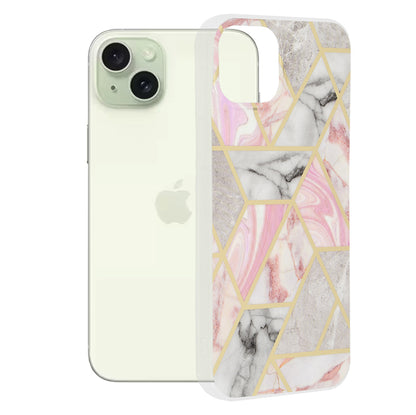 Capa para Apple iPhone 15 Plus, Techsuit, Marble, Rosa