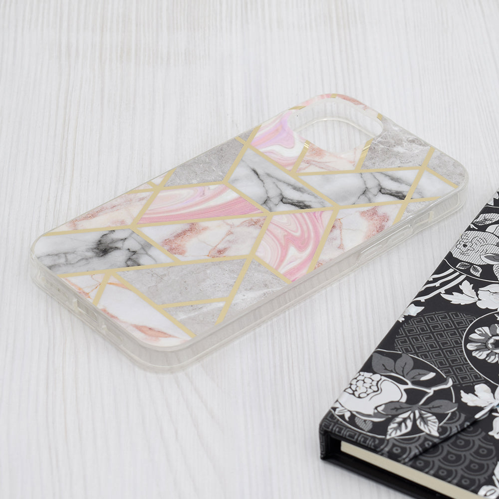 Capa para Apple iPhone 15 Plus, Techsuit, Marble, Rosa
